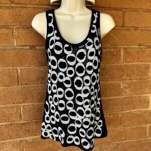 Love Culture Racer Back Flare Hem Tank Top Black & White Sequined Women's sz L